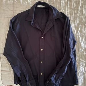 Perfectwhitetee Navy Button Down Shirt